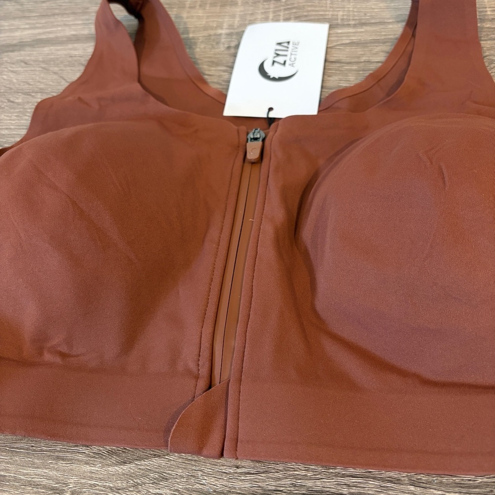 Zyia Women’s Coffee Front-Zip Access Bra - L - Picture 2 of 4